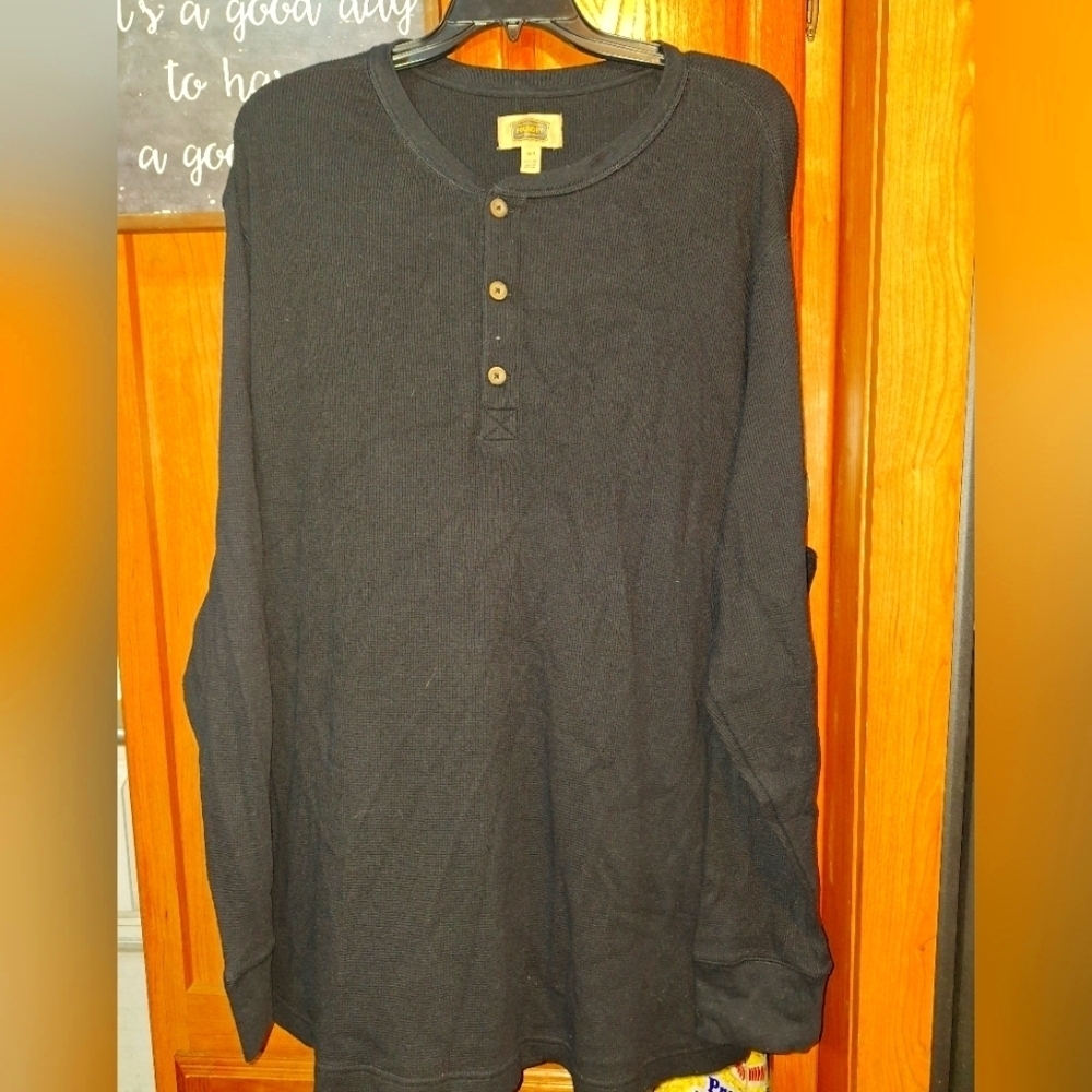 Foundry Men's Black Henley Shirt In A Suze 3XLT. Base Layer, Winter, Fall